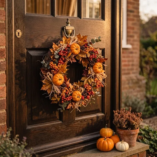 Herbstkranz 55 cm mit Kürbis und Ahorn